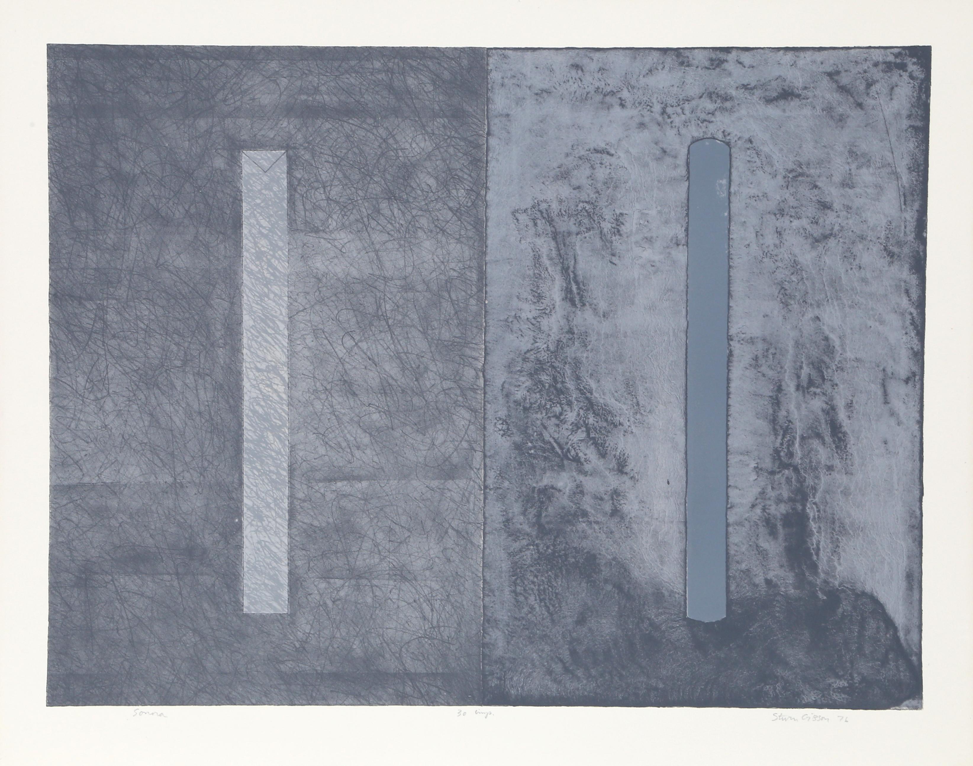 Künstler: Steve Gibson, Amerikaner
Titel: Sonora
Jahr: 1976
Medium: Lithographie, mit Bleistift signiert und nummeriert
Auflage: 30
Bildgröße: 18,75 x 25 Zoll
Größe: 22 x 28 in. (55,88 x 71,12 cm)