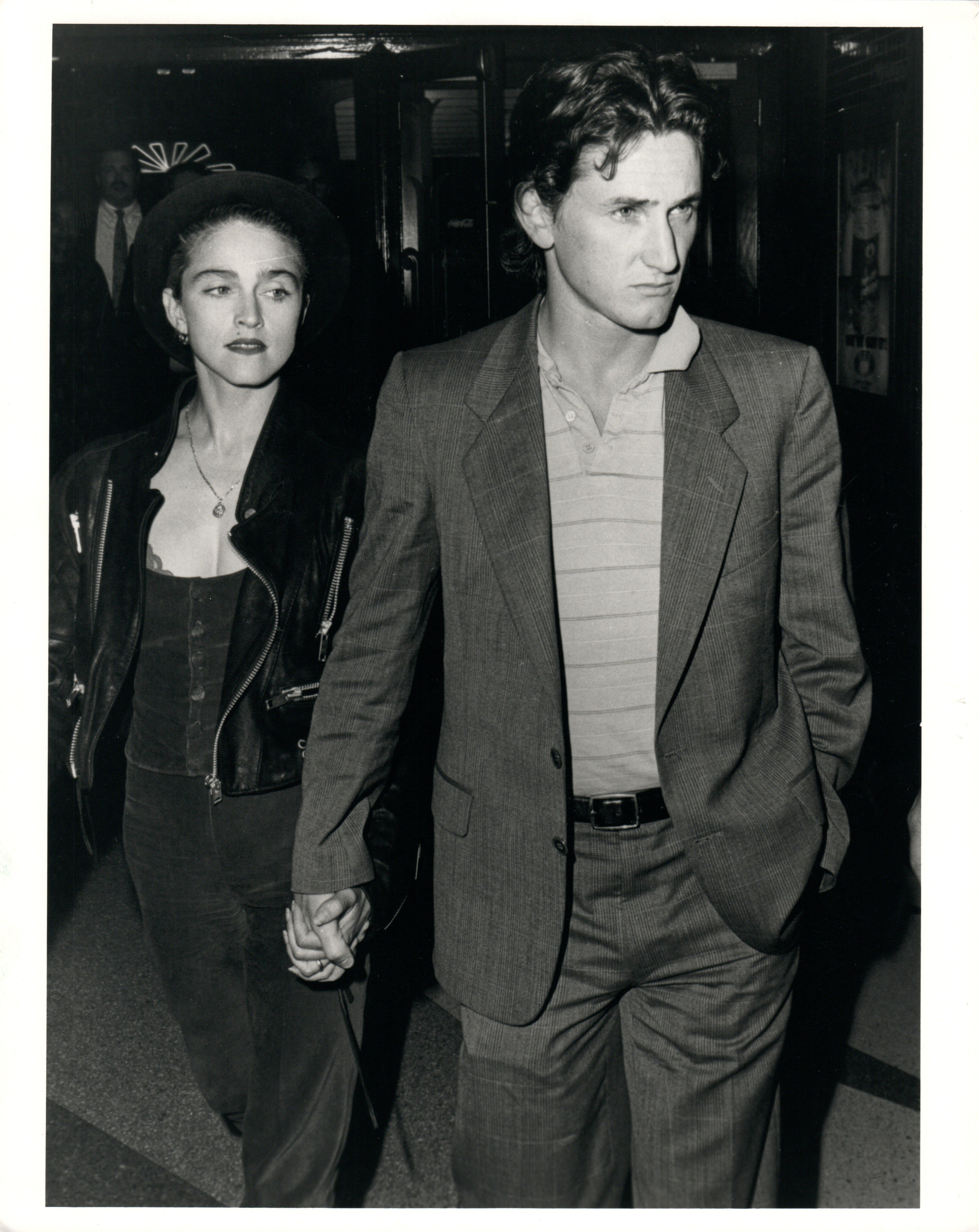 Steve Granitz Black and White Photograph - Madonna Walking with Sean Penn Vintage Original Photograph