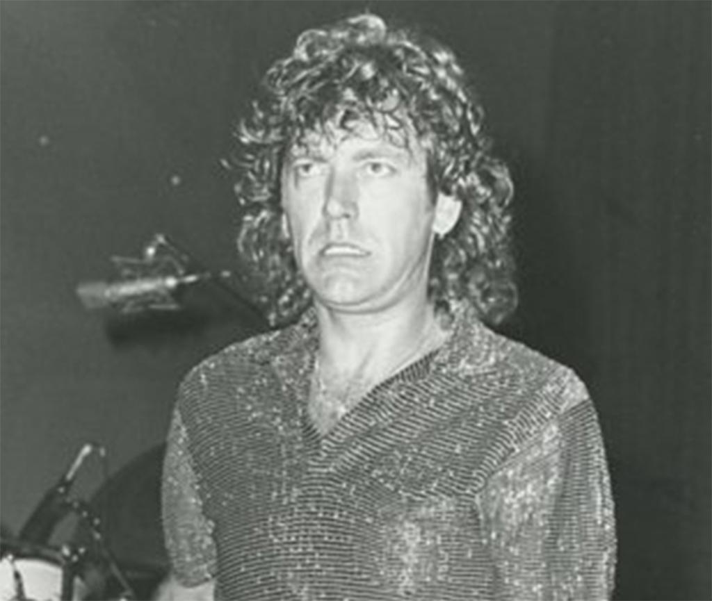 Robert Plant Performing at the Los Angeles Forum 1985 Press Print - Photograph by Steve Granitz