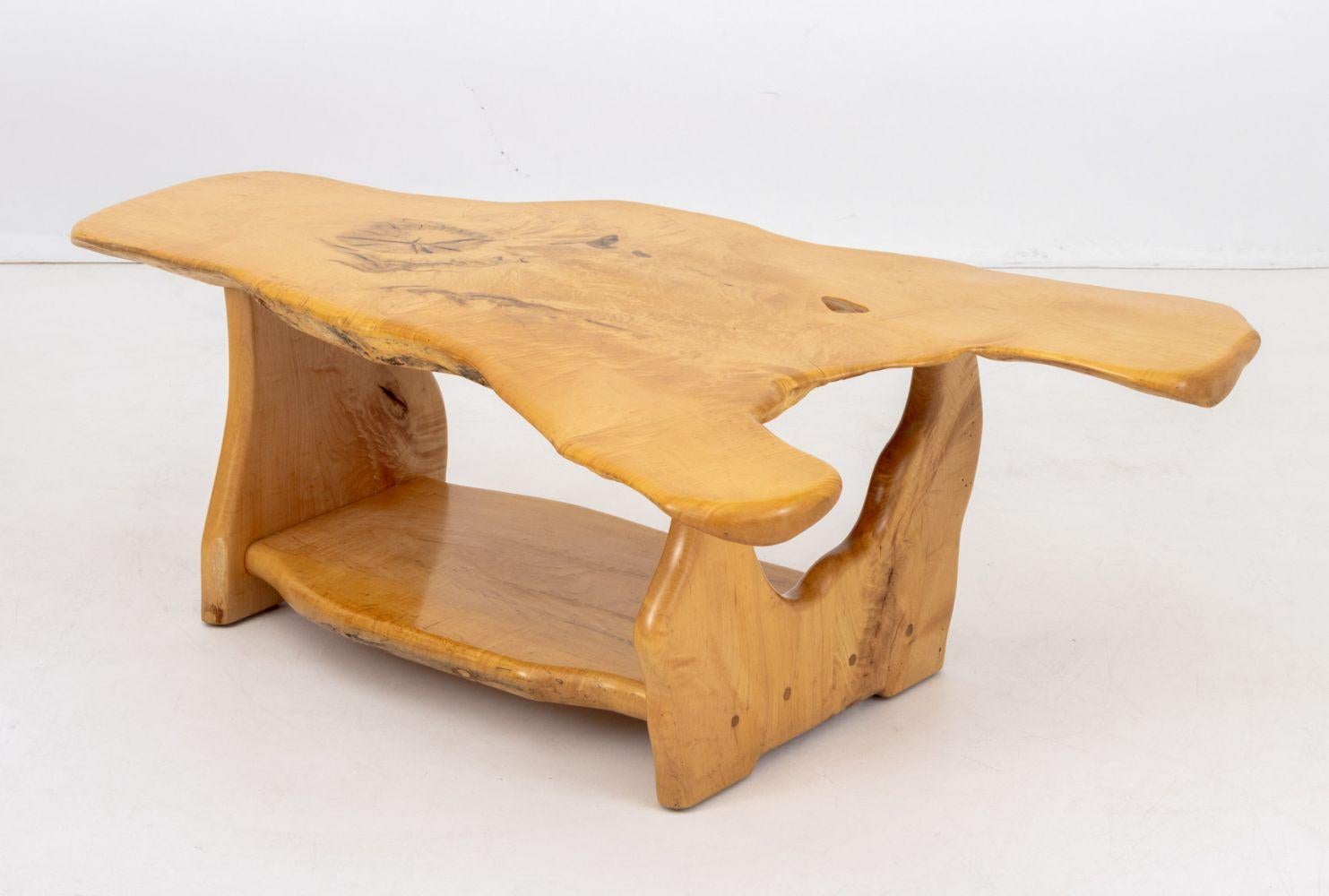 Steve Heller Live Edge Carved Maple Coffee Table For Sale 4