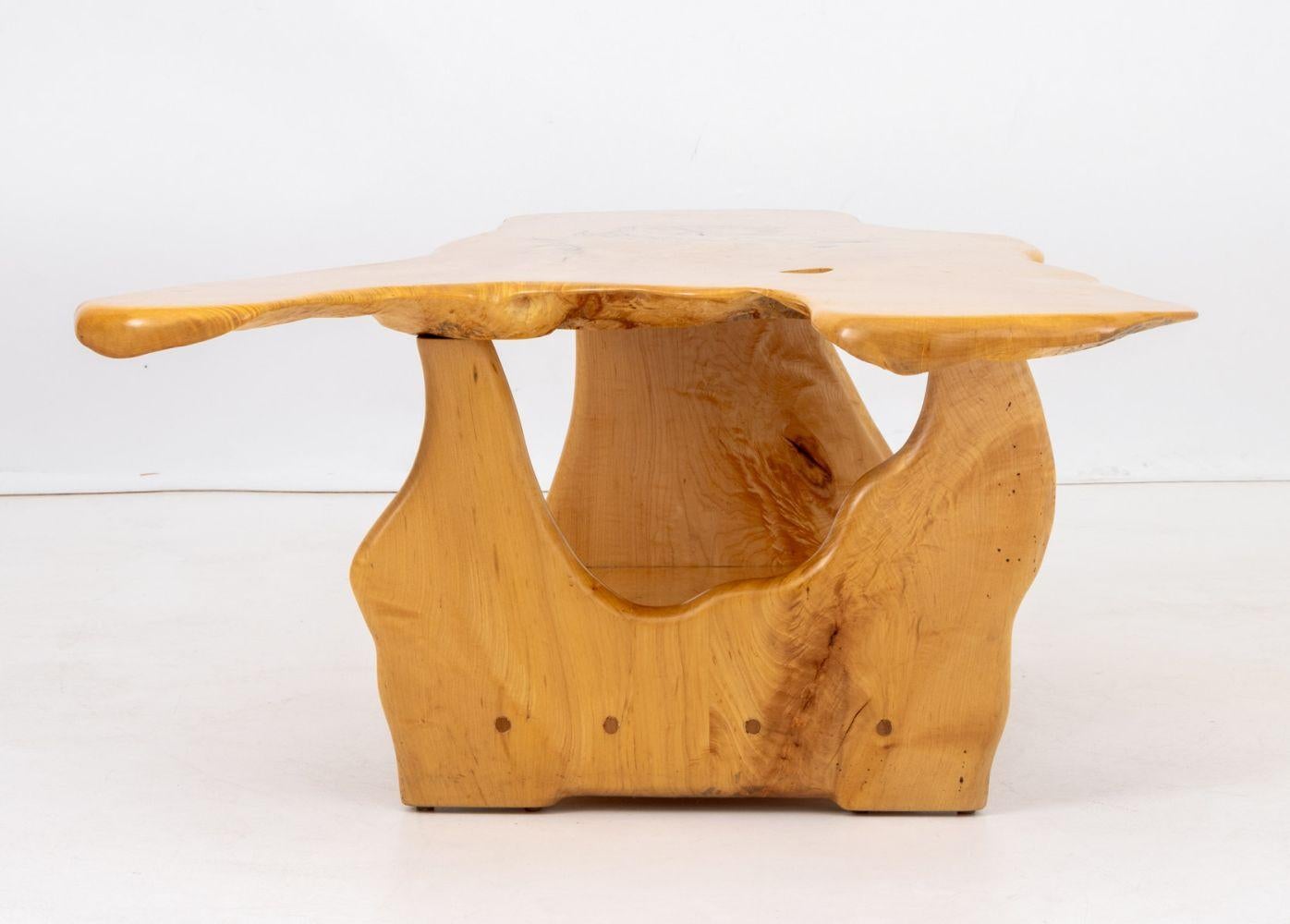 Steve Heller Live Edge Carved Maple Coffee Table For Sale 5