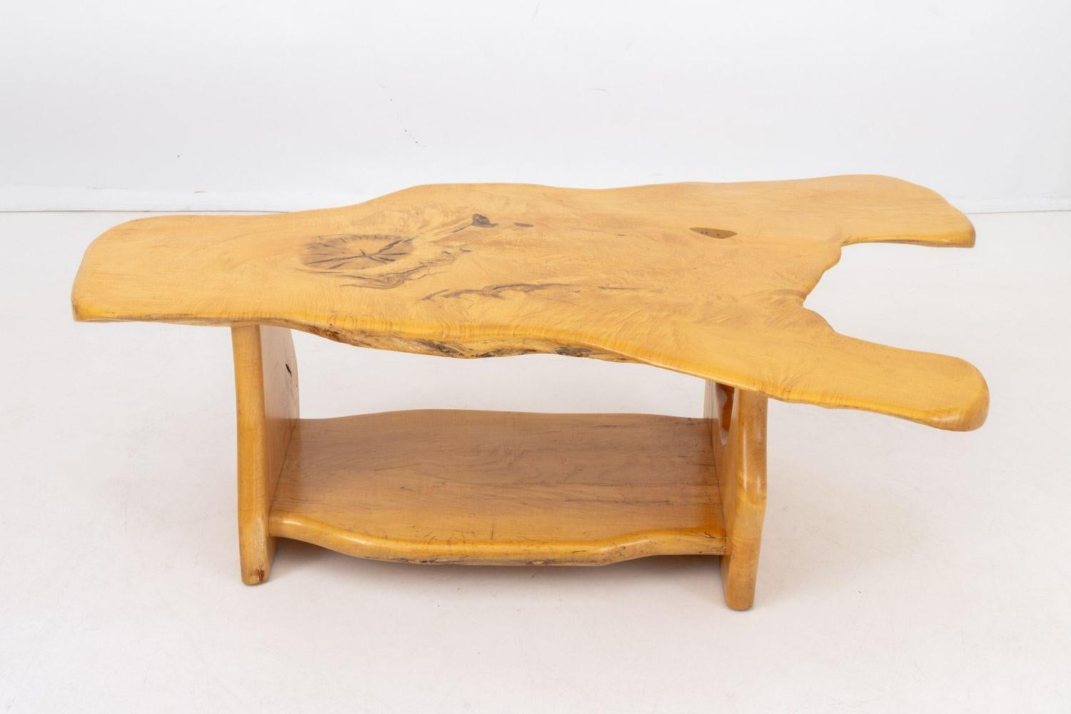 Steve Heller Live Edge Carved Maple Coffee Table For Sale 1