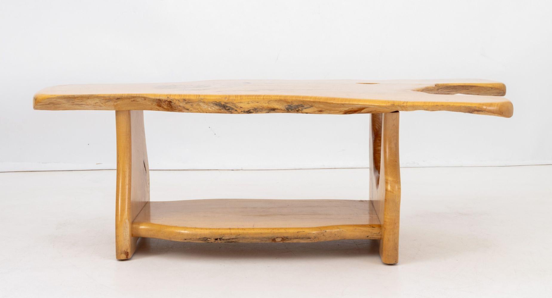 Steve Heller Live Edge Carved Maple Coffee Table For Sale 2