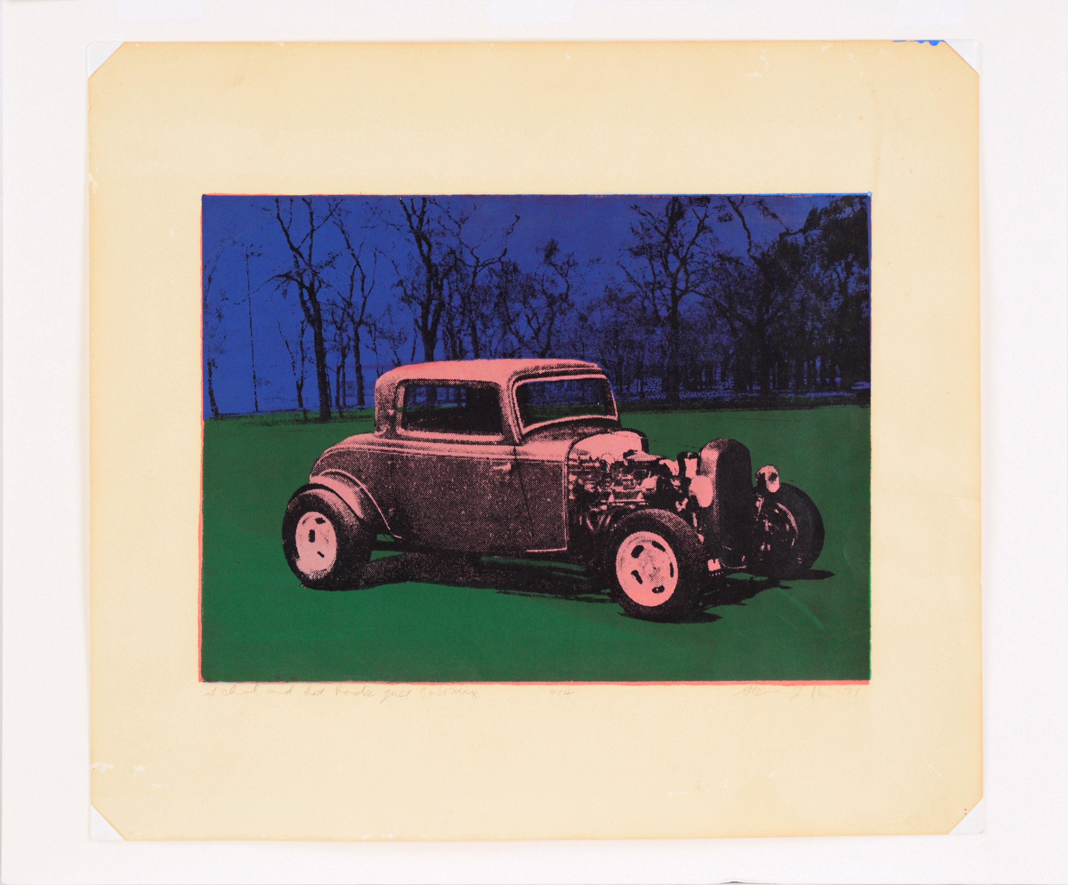 «School and Hot Rods Just Don't Mix » - Sérigraphie Pop Art à plusieurs couches en vente 4