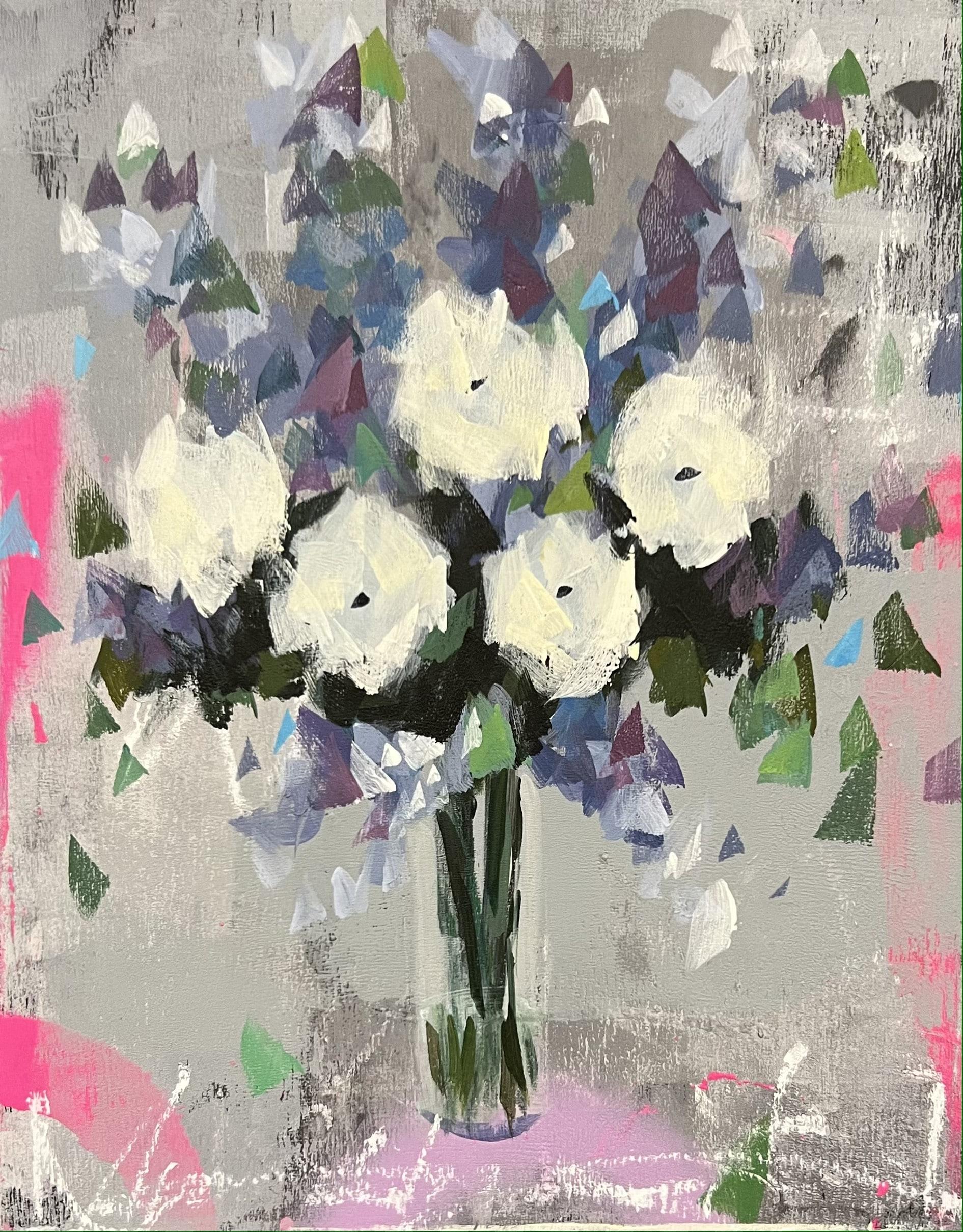 Steve Javiel Still-Life Painting - Concept 01 - White Flower Impressionist Painting