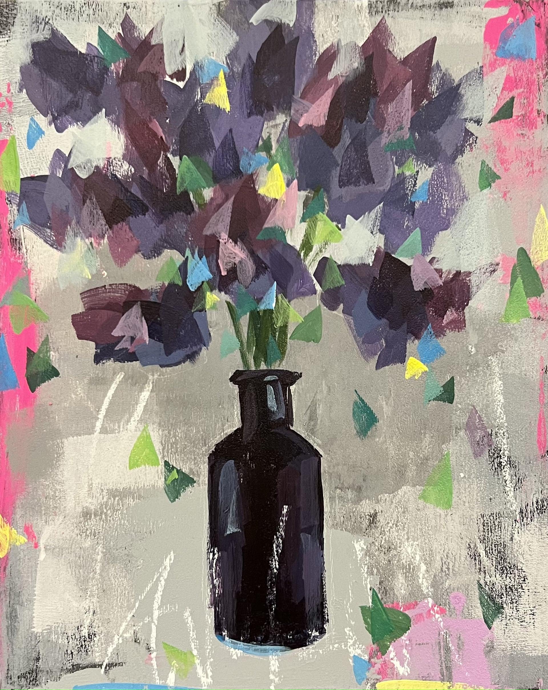 Steve Javiel Still-Life Painting - Concept 03 - Impressionist Purple Floral Painting