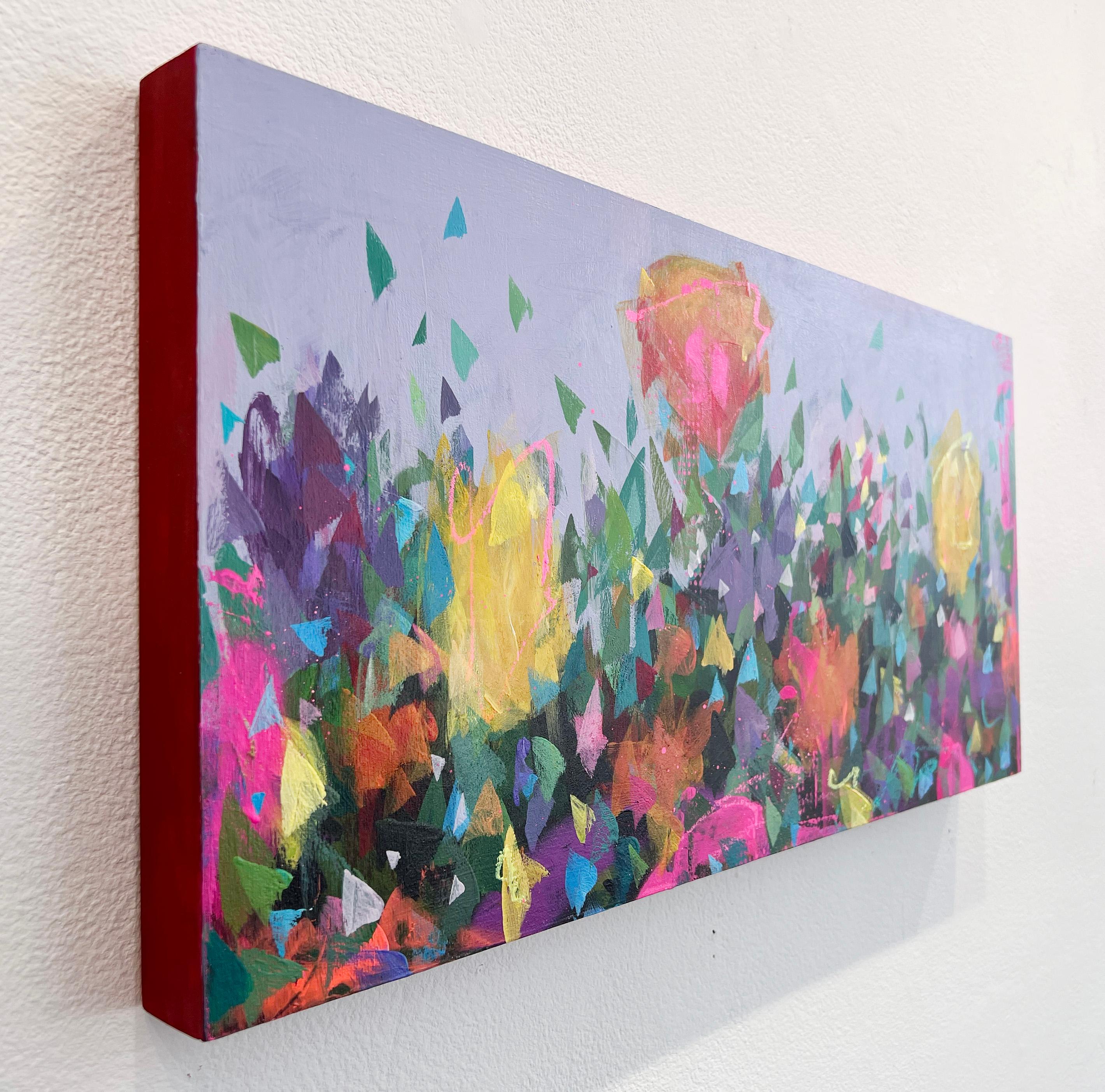 'Find Your Way Back' is an impressionist floral painting by urban impressionist painter Steve Javiel. The piece incorporates a blend of acrylic paints, spray paints, and solid markers on a wood panel, measuring 24 x 12 inches in size.

“The strong