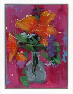 Étude de fleurs n° 10 - Peinture impressionniste de fleurs en forme de bouquet rose