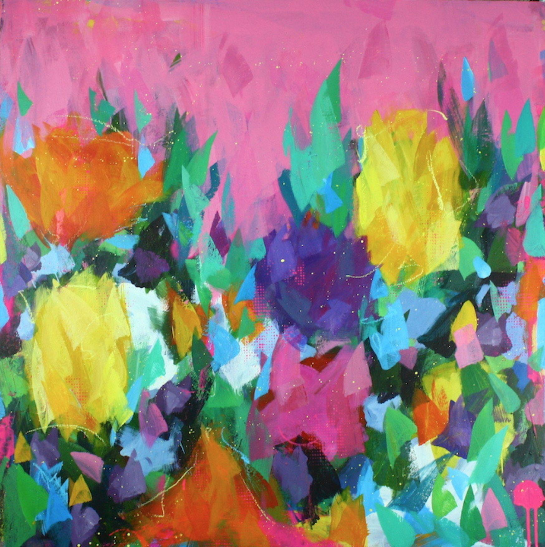INSTINCT - Peinture florale abstraite contemporaine - Painting de Steve Javiel