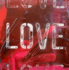 L'amour est puissant - Peinture contemporaine avec lettres d'amour