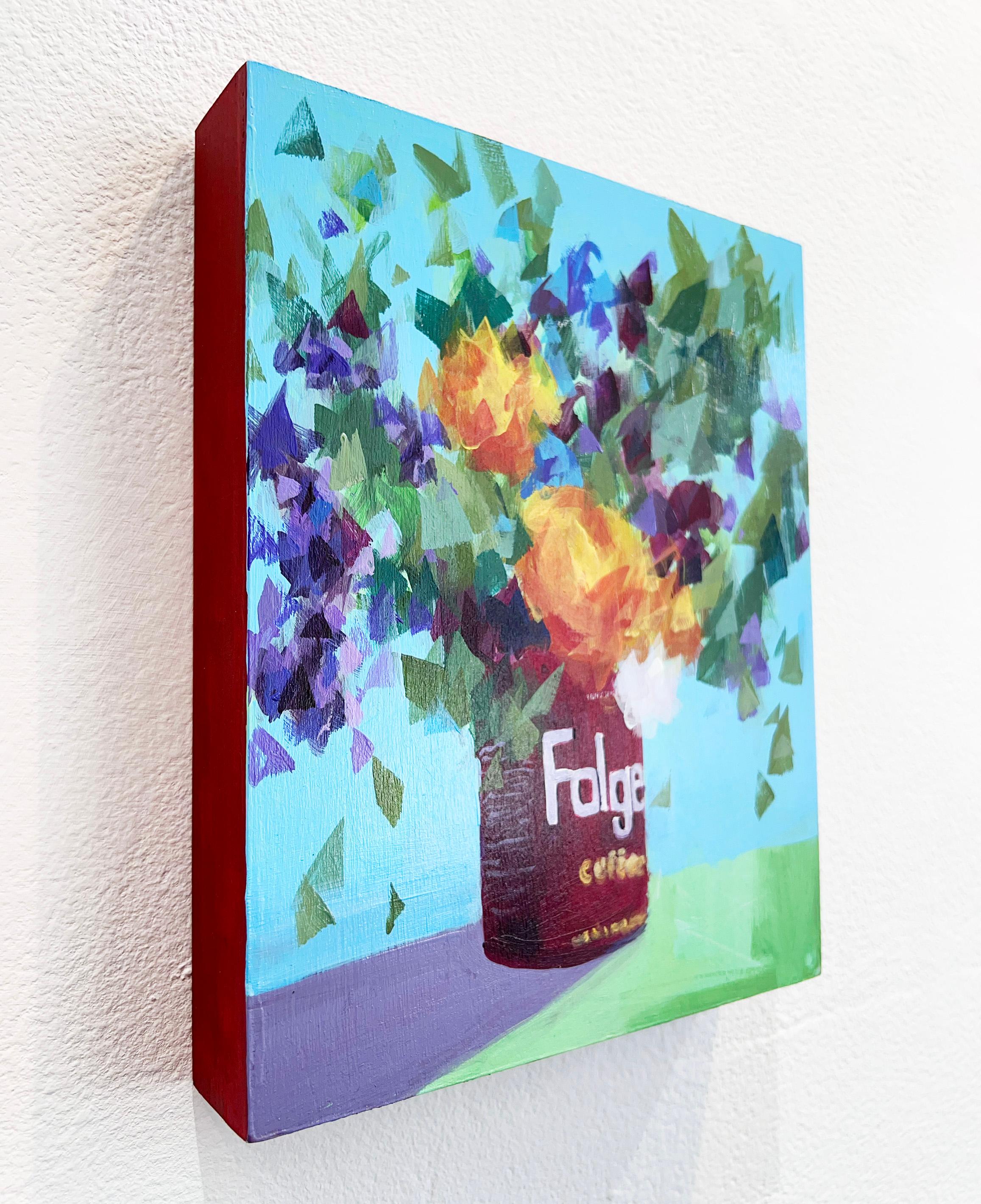 'Rise and Shine' is an impressionist floral painting by urban impressionist painter Steve Javiel. The piece incorporates a blend of acrylic paints and oil pastels on a wood panel, measuring 10 x 8 x 1.5 inches in size.

“The strong presence of color