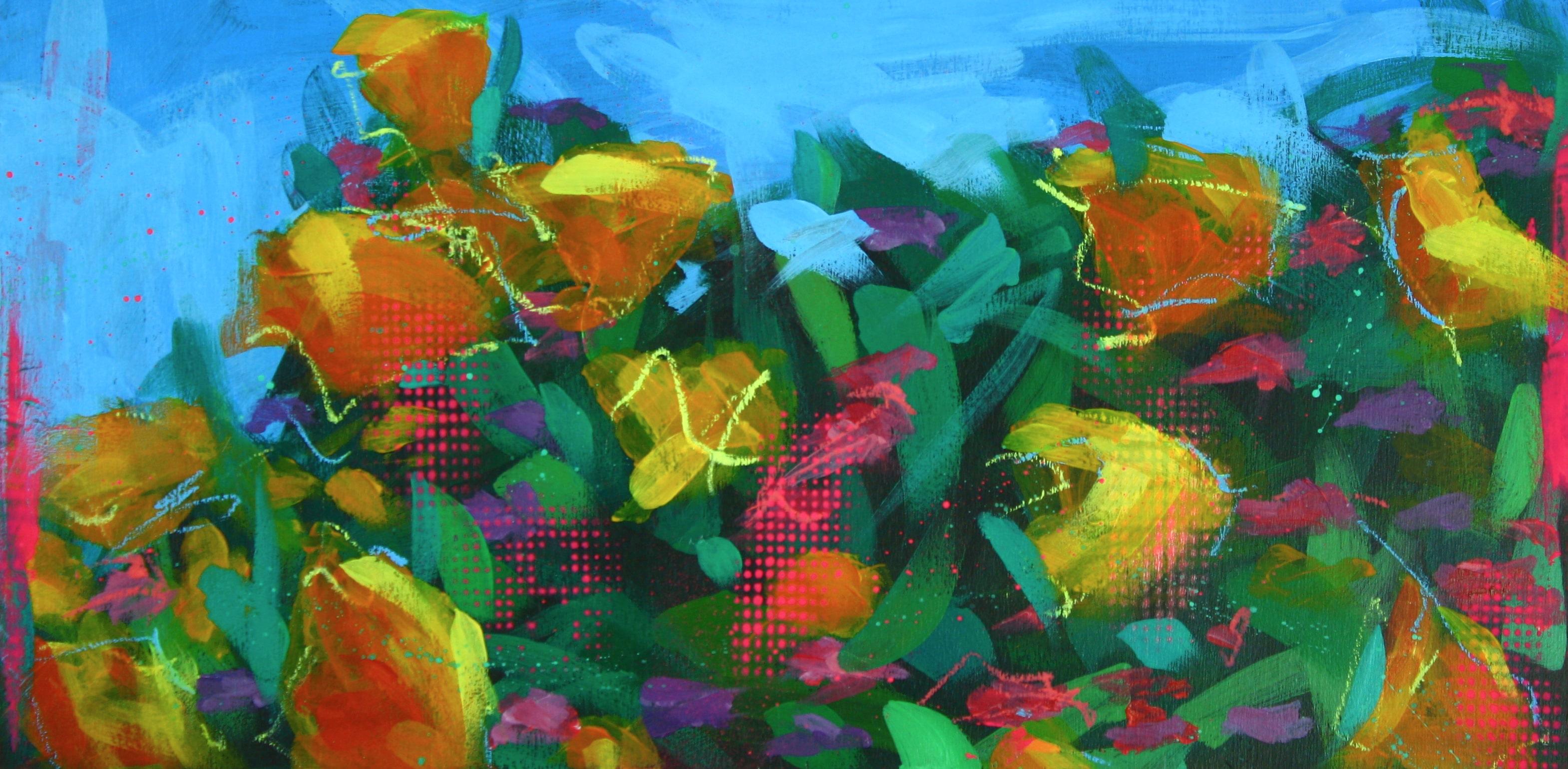 Steve Javiel Still-Life Painting - Taking Control - Landscape Impressionist Floral Painting