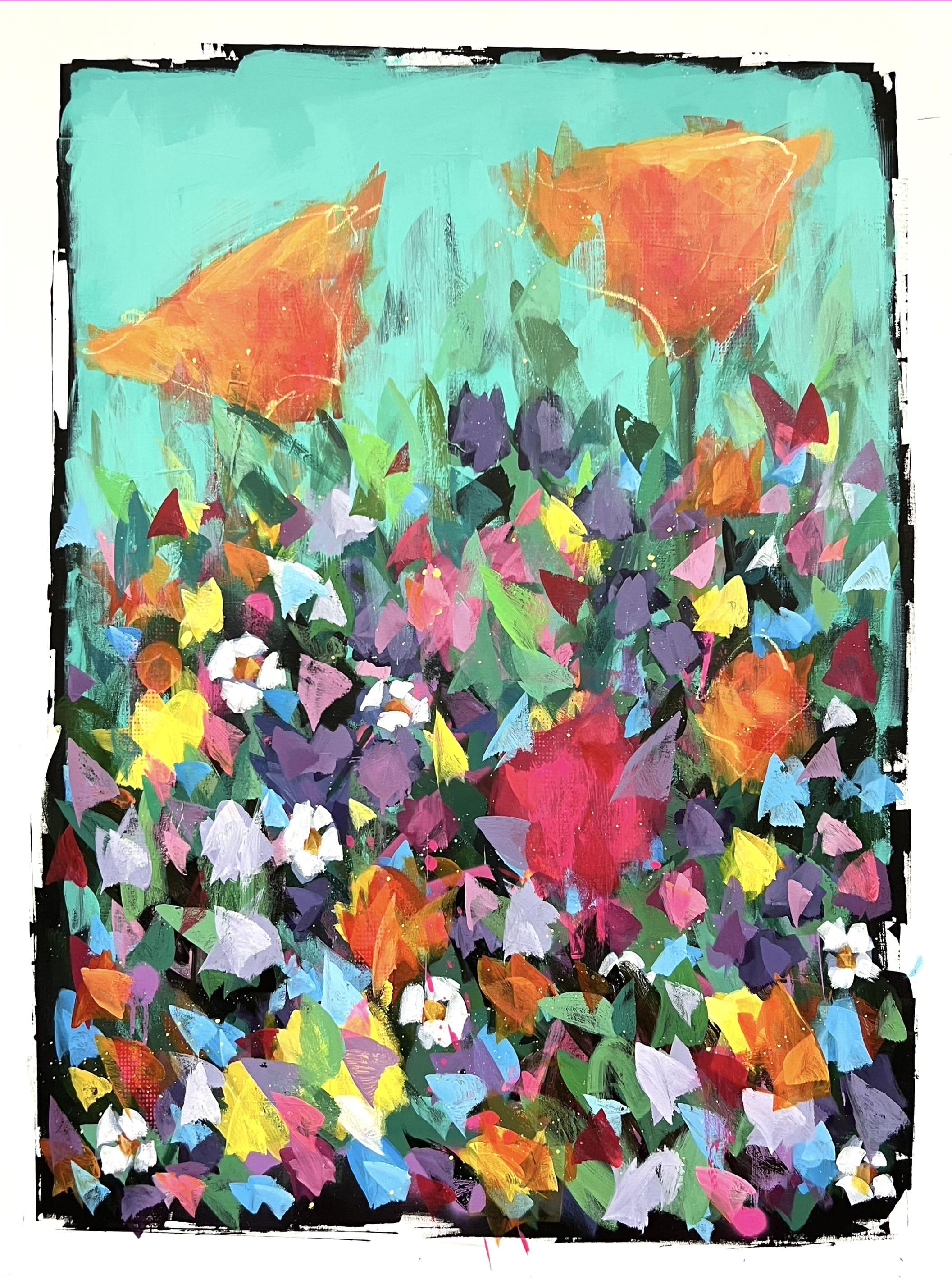 Thriving – Impressionistisches Gemälde mit Blumen