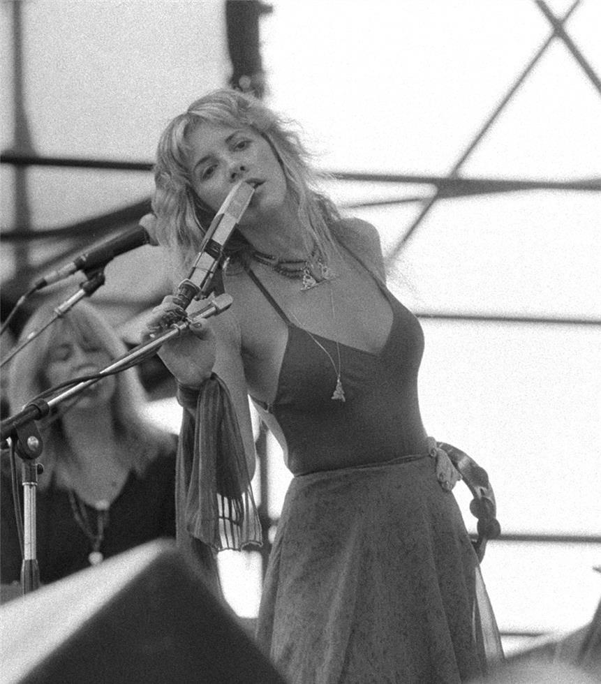 Steve Joester Black and White Photograph - Stevie Nicks, Fleetwood Mac at JFK Stadium, Philadelphia, 1978