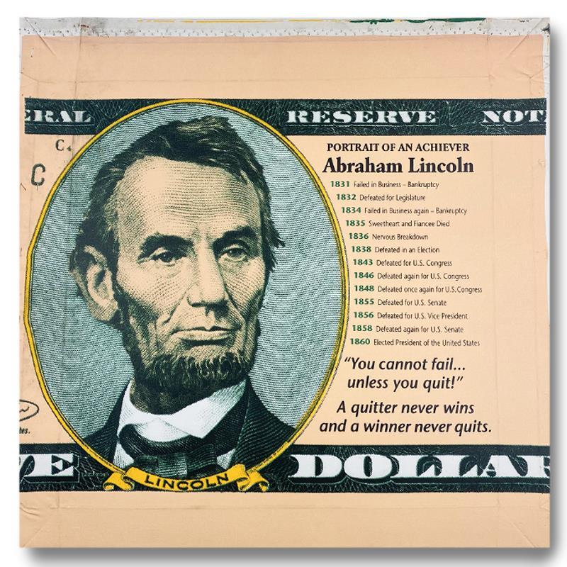 "Abraham Lincoln, Portrait of an Achiever" Limited Edition  - Mixed Media Art by Steve Kaufman