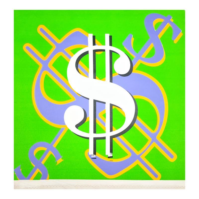 « Dollar Sign (Green Classic) signé et numéroté à la main, édition limitée - Mixed Media Art de Steve Kaufman