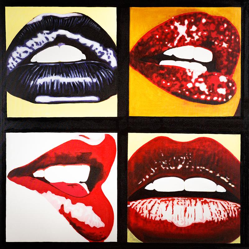 4 Lips - Painting by Steve Kaufman
