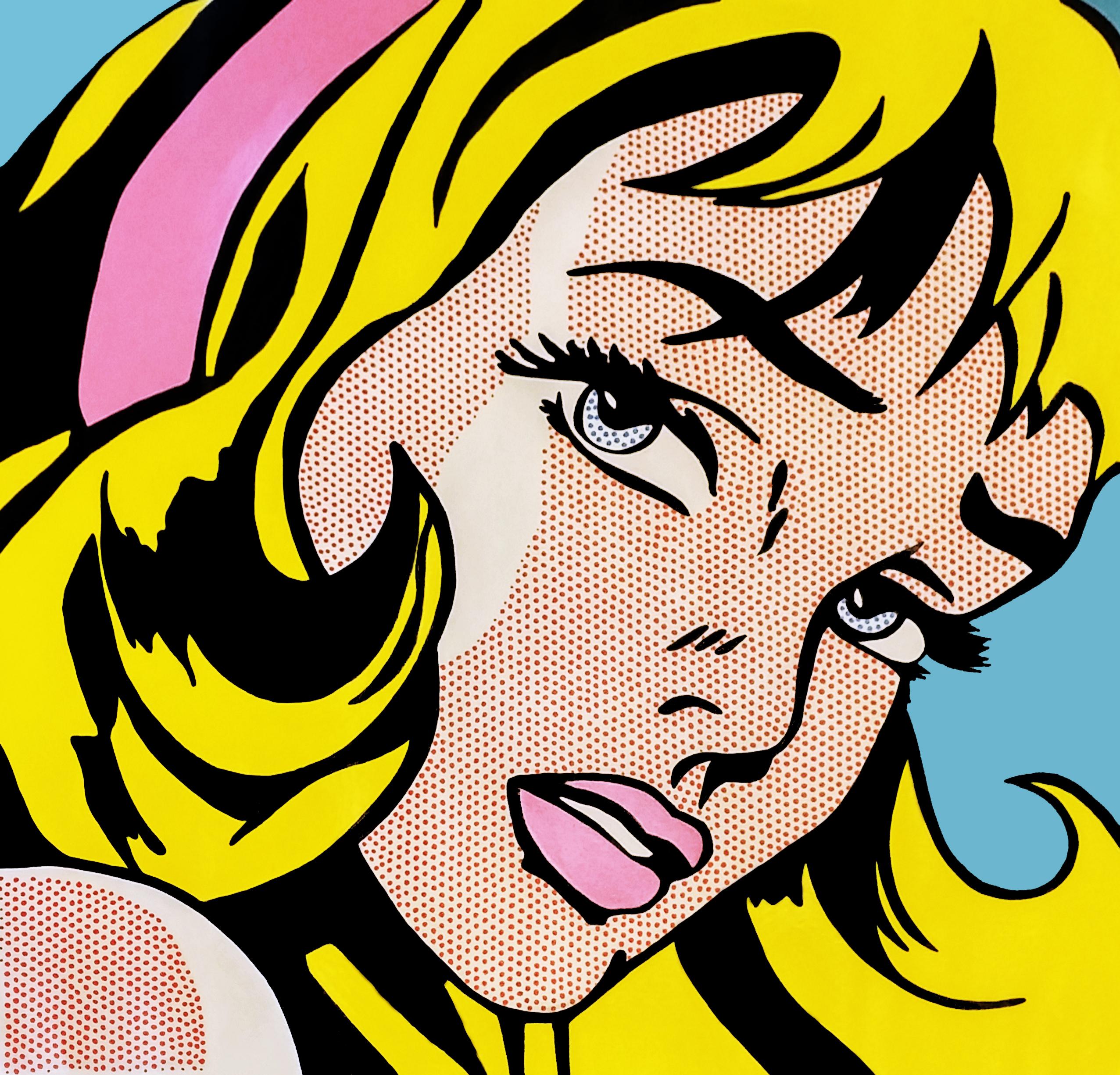 Ragazza che piange - Omaggio a Lichtenstein (dipinto unico di grandi dimensioni)
