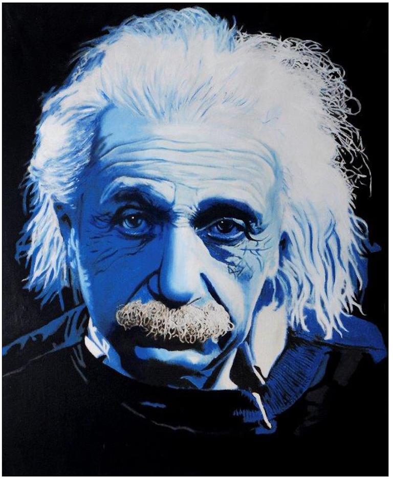Einstein Blue - Painting by Steve Kaufman