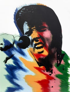 Elvis (grande toile embellie, tendue et signée à la main)