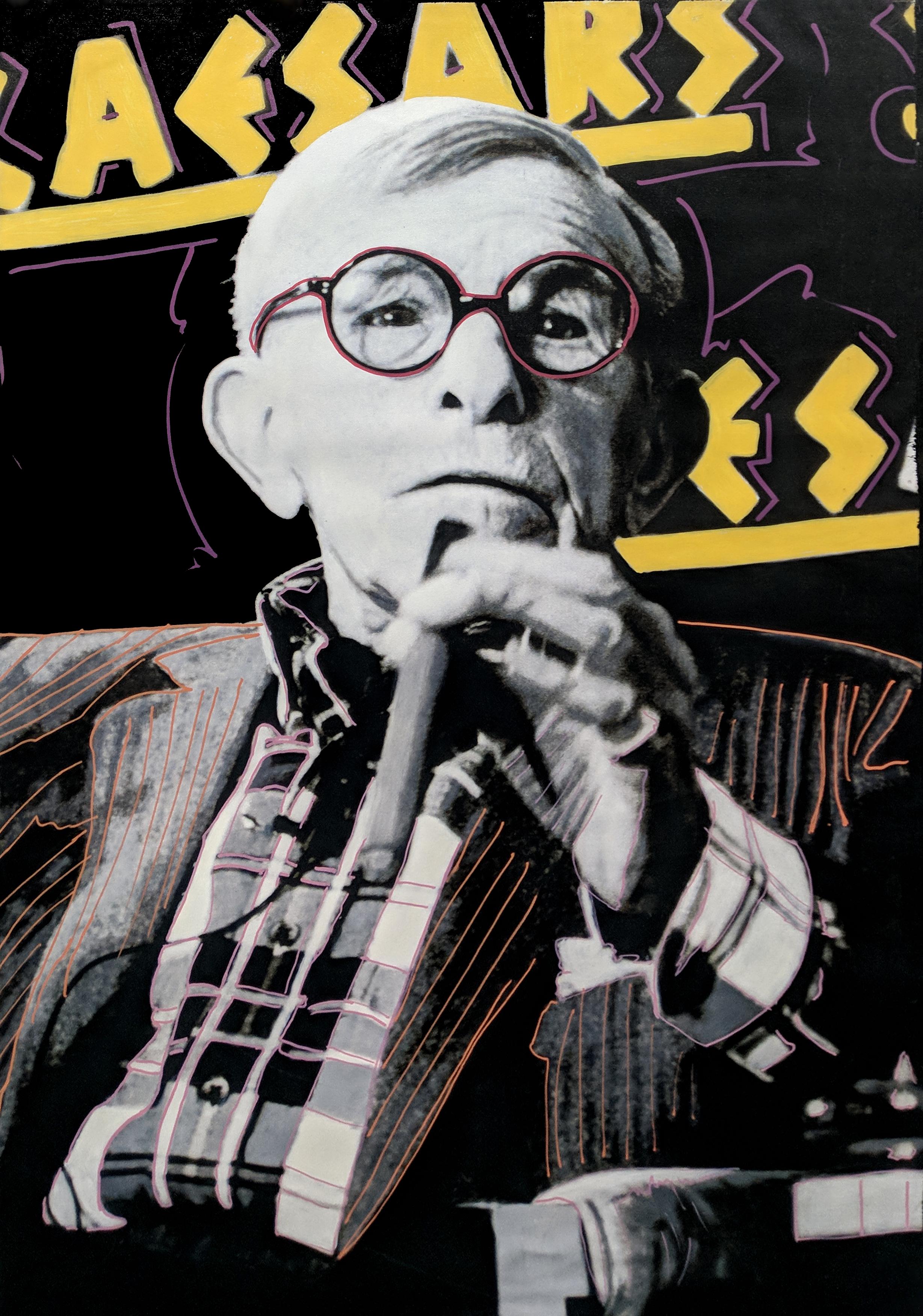 Figurative Painting di Steve Kaufman - GEORGE BURNS SI ESIBISCE AL CAESAR'S