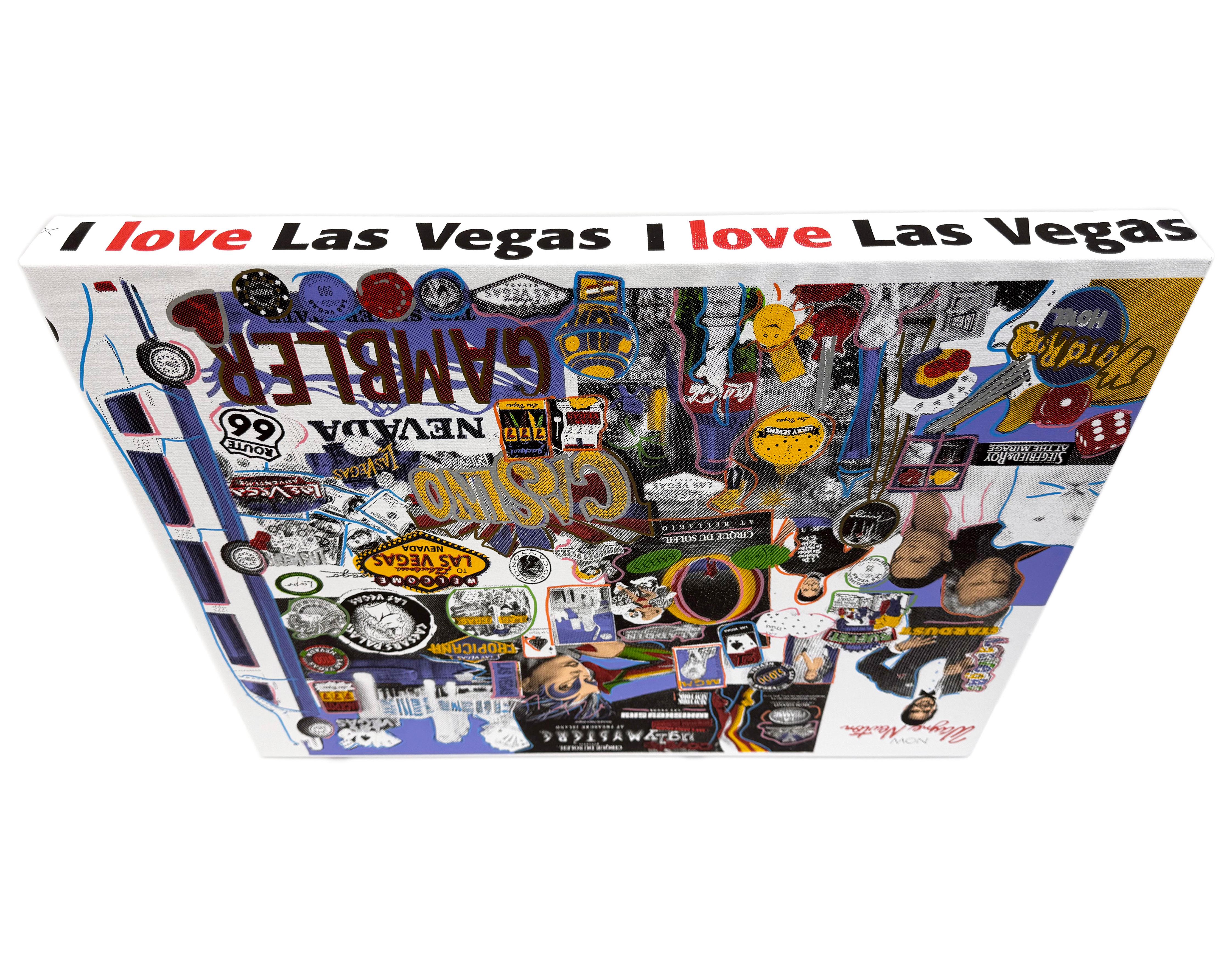 I+I LAS (toile embellie, tendue et signée à la main) - Pop Art Painting par Steve Kaufman