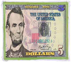Lincoln Five Dollar Bill (huge unique painting on canvas)