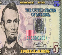 Lincoln Five Dollar Bill (huge unique painting on canvas)