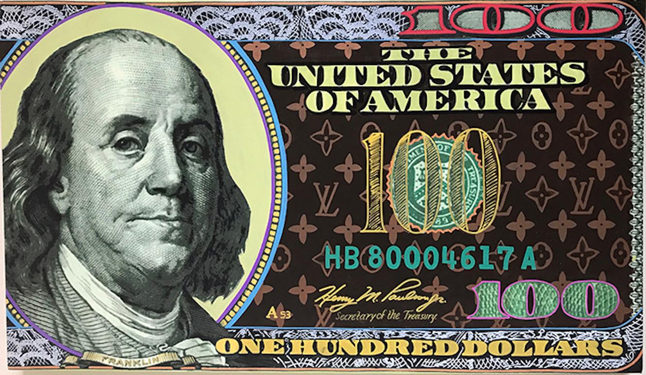 Louis Vuitton $100 Dollar Ben Franklin - Painting by Steve Kaufman