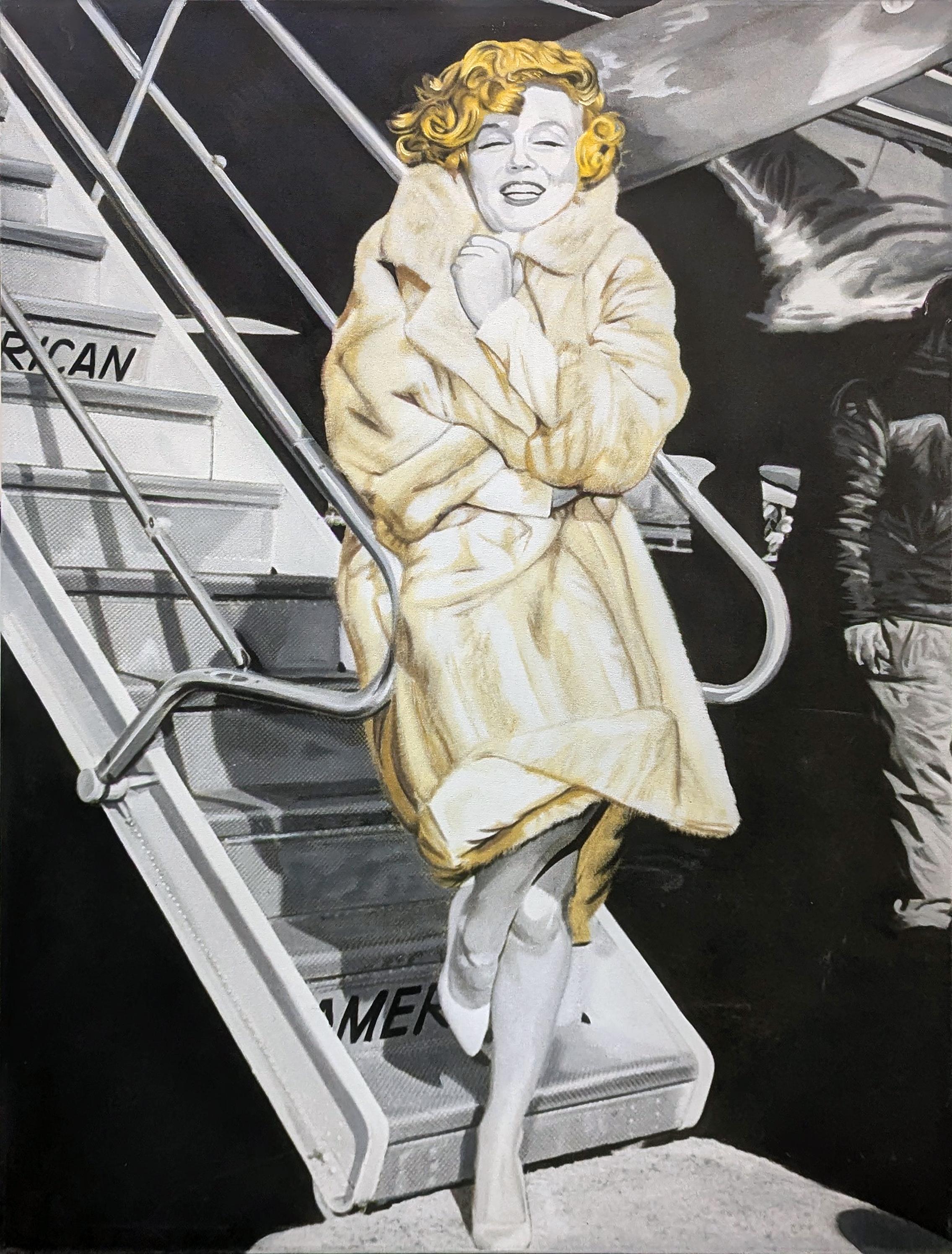 Figurative Painting de Steve Kaufman - MARILYN - ¡HACE FRÍO FUERA!