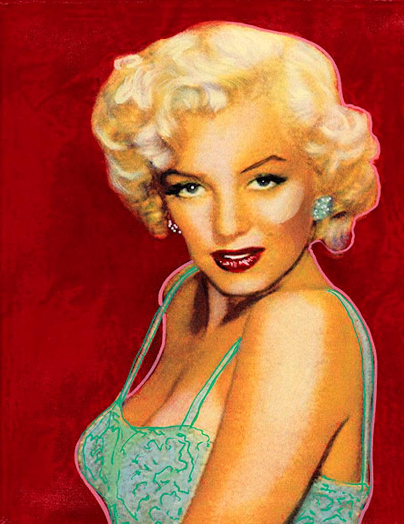 Marilyn on Red - Painting by Steve Kaufman