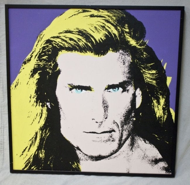 Portrait Painting di Steve Kaufman - Raro dipinto ad olio unico, serigrafia di Fabio Icone della Pop Art anni '80