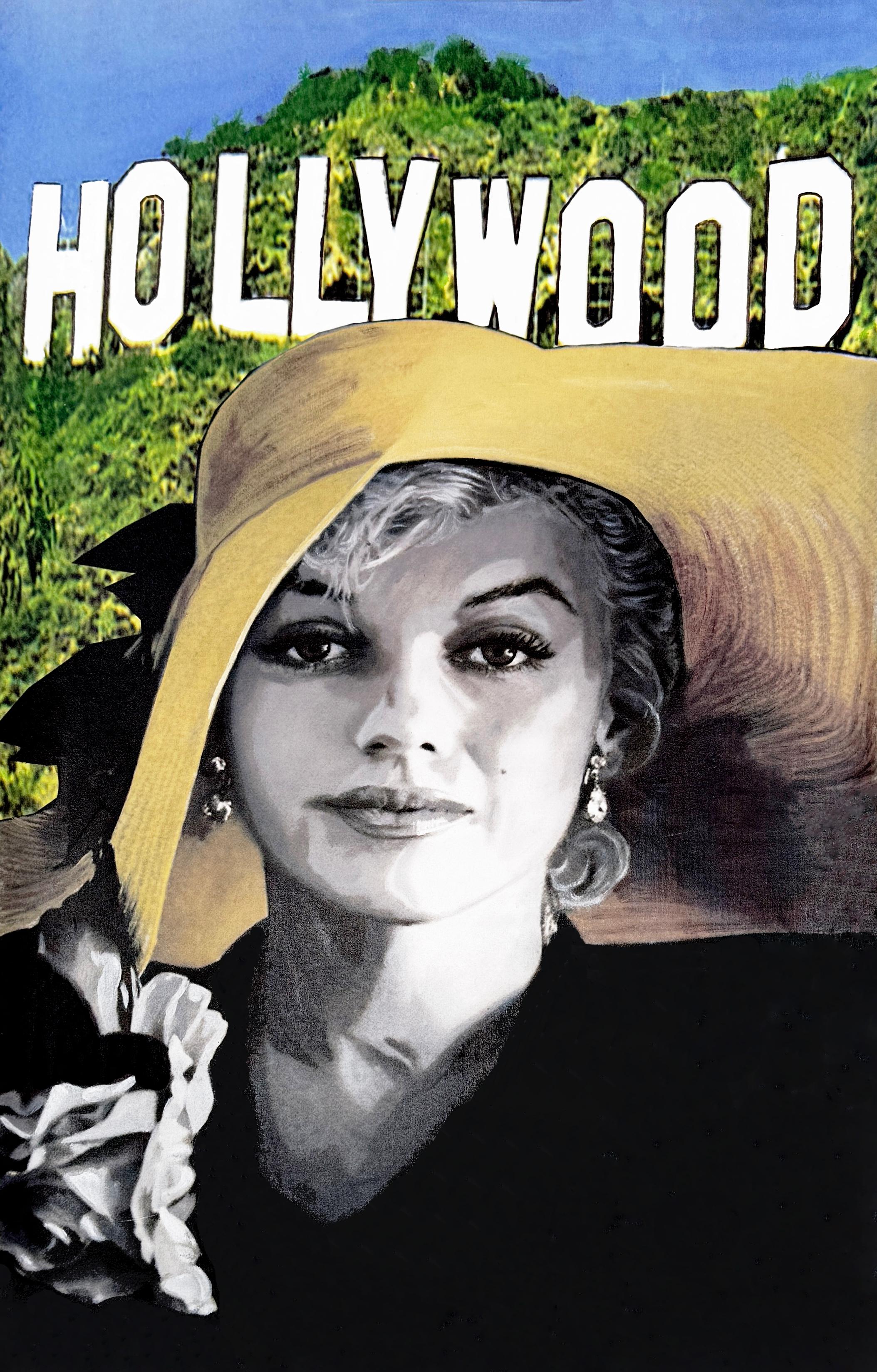 Steve Kaufman Portrait Painting - Sophisticated Marilyn - Hollywood Style (large unique painting)