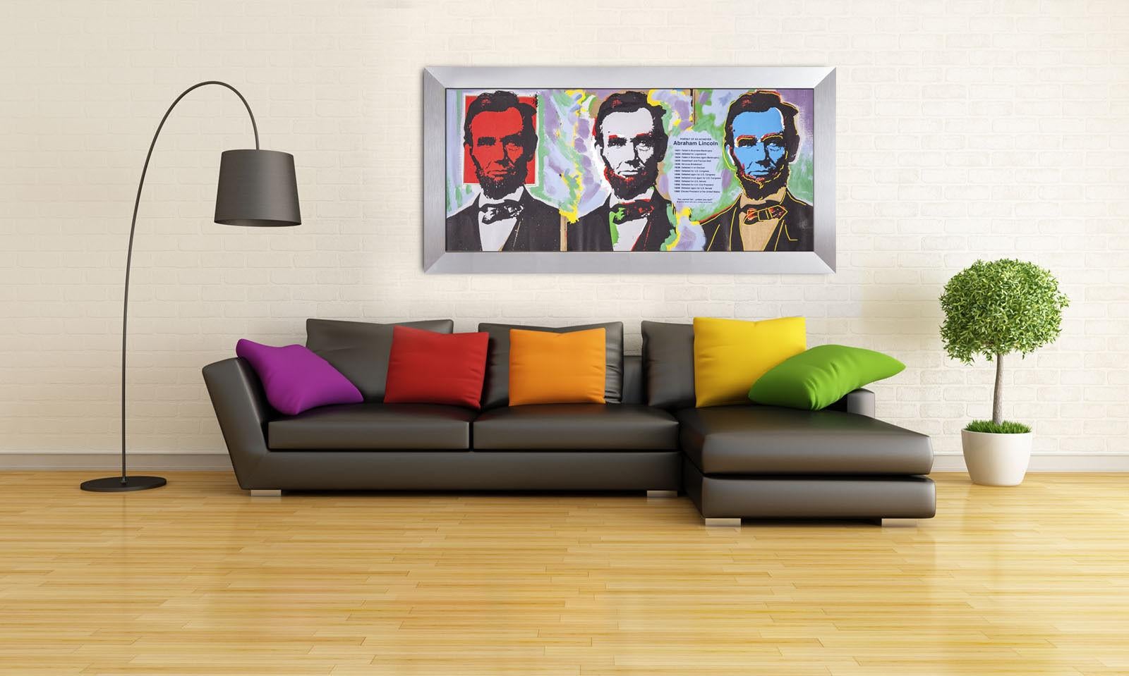 Artist: Steve Kaufman
Title: Three Abe Lincoln's
Medium: Original Oil Painting on Screen print Canvas
Size: 23.5