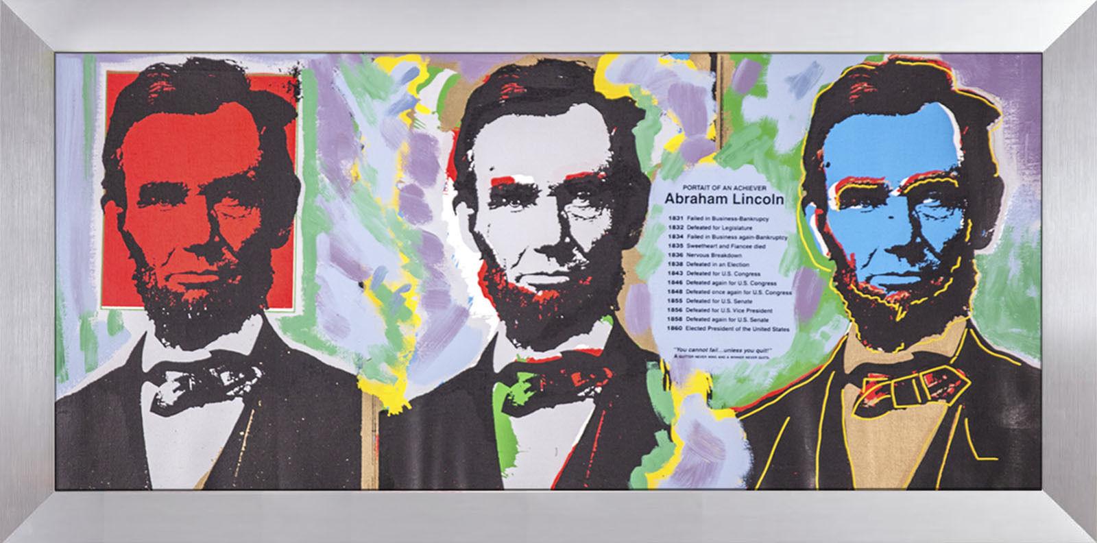 Steve Kaufman Abe Abraham Lincoln Warhol Famous Assistant Oil Painting Canvas For Sale 4