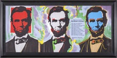 Vintage Steve Kaufman Abe Abraham Lincoln Warhol Famous Assistant Oil Painting Canvas