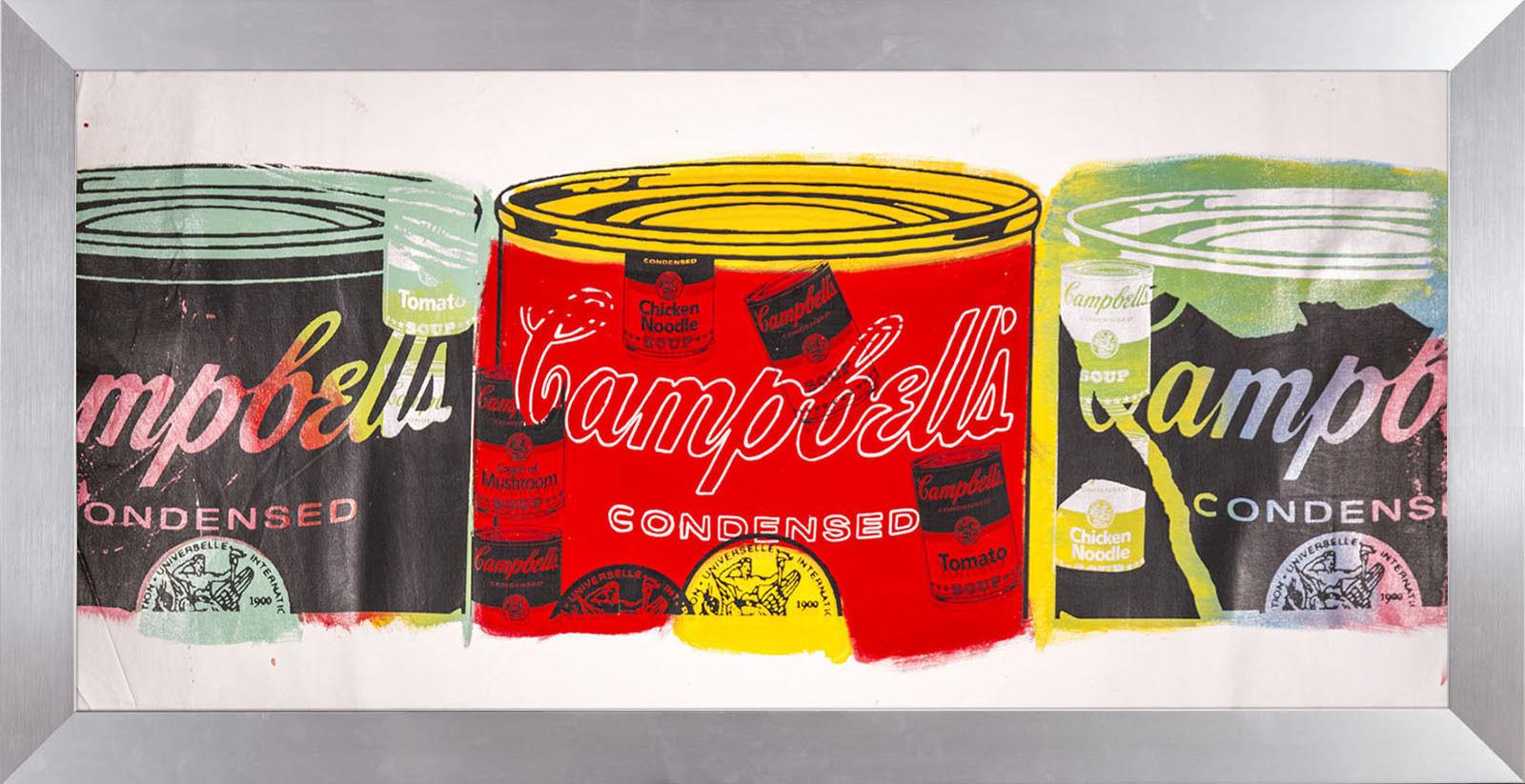 Steve Kaufman Campbells Soup Trio Warhol Famous Assistant Pop Art Painting For Sale 4