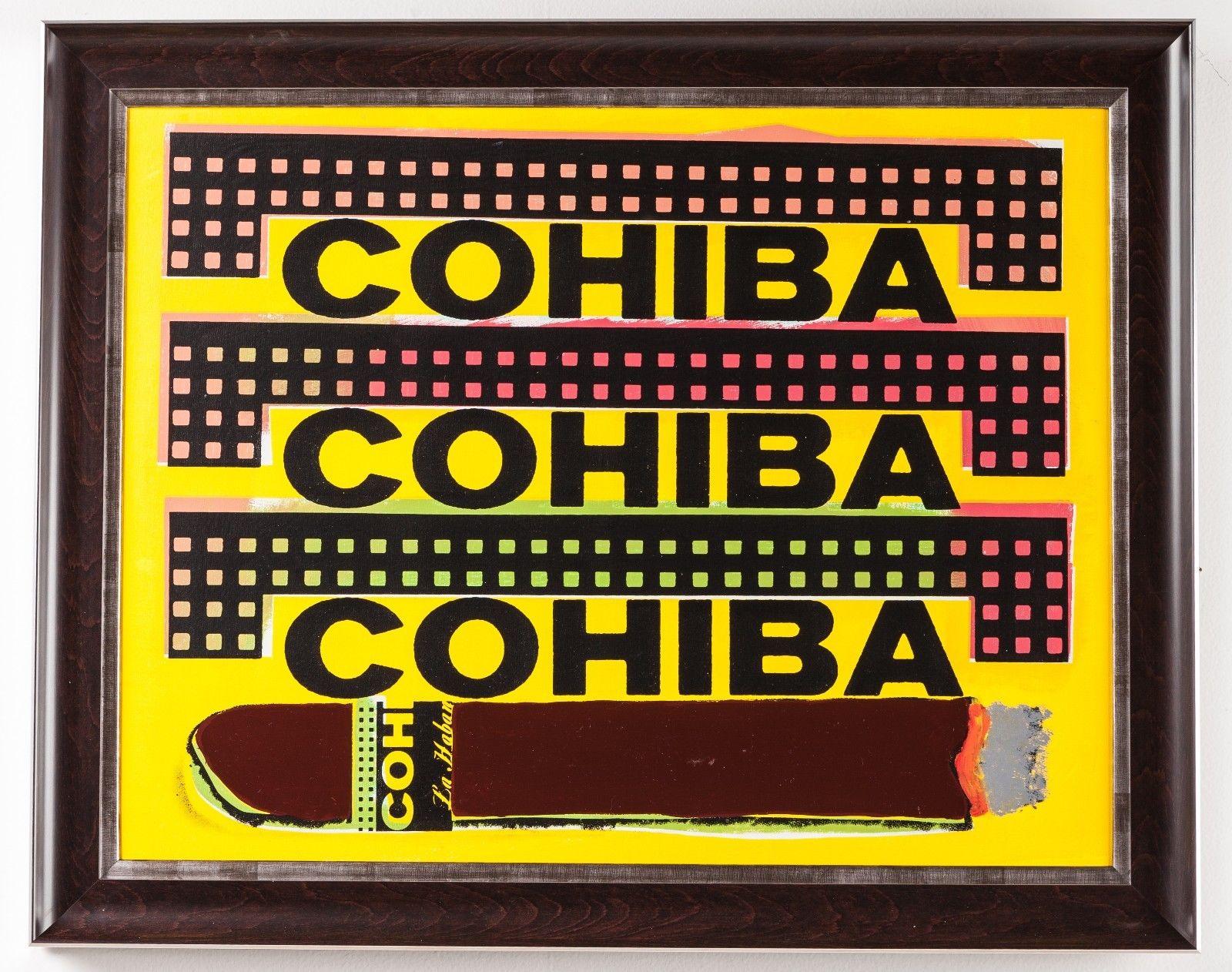 Artist: Steve Kaufman 
Title: Cohiba Medium: Original Oil Painting on Screen print Canvas 
Size: 25" x 19" Size Framed: 31" x 25" 
Edition size: 2/50pp 
Condition: The condition of this piece is outstanding.  The condition of the screen print is