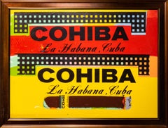 Steve Kaufman Double Cohiba Cigar Original Oil Painting Warhol Famous Assistant