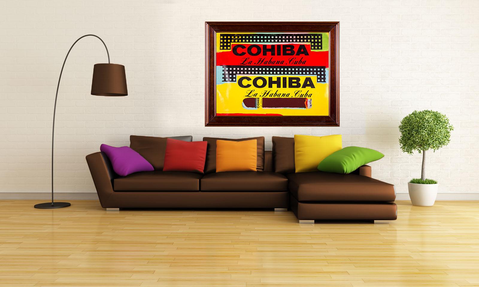 Steve Kaufman Double Cohiba Warhol Famous Assistant Pop Art Oil Painting Canvas For Sale 3