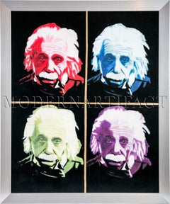 Steve Kaufman Einstein Quad Unique Original Oil Painting Signed Original COA