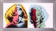 Vintage Steve Kaufman Marilyn Monroe Double Original Oil Painting 1/1 Canvas Signed