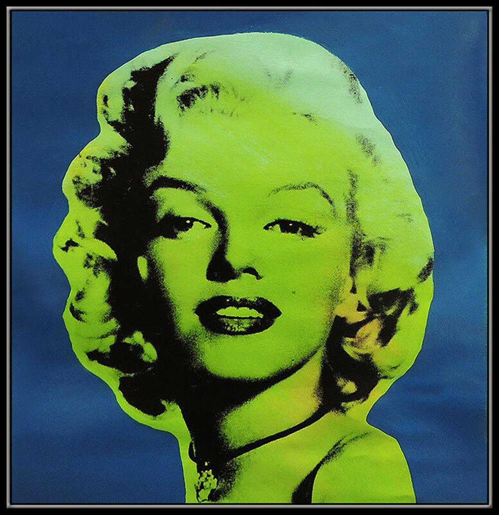 Steve Kaufman Marilyn Monroe Portrait Oil Painting On Canvas Signed Playboy Art For Sale 1