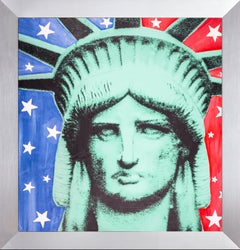 Steve Kaufman Massive Lady LIberty Warhol Famous Assistant Oil Painting Canvas