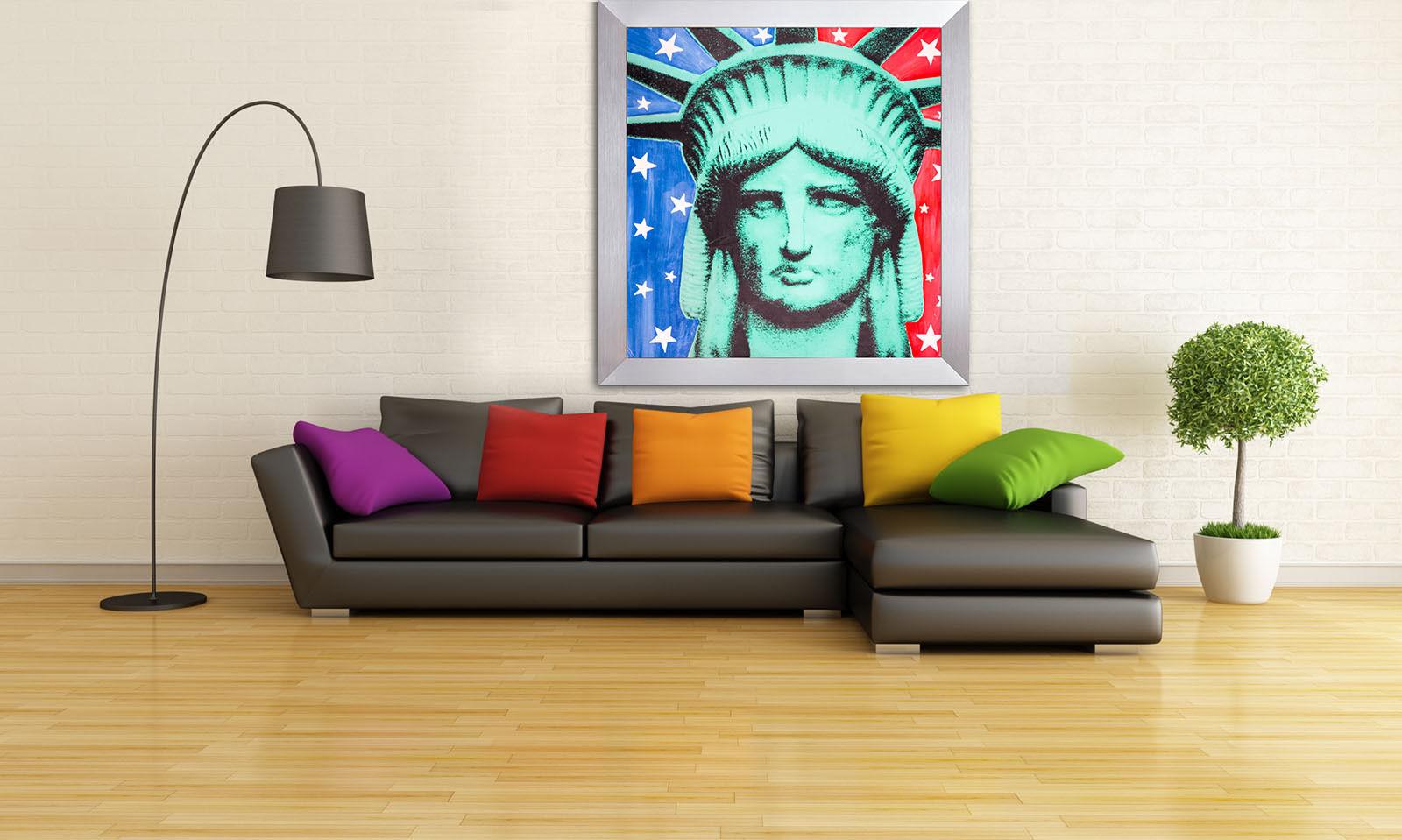 Steve Kaufman Massive Lady LIberty Warhol Famous Assistant Oil Painting Canvas For Sale 7