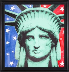 Steve Kaufman Massive Lady LIberty Warhol Famous Assistant Oil Painting Canvas