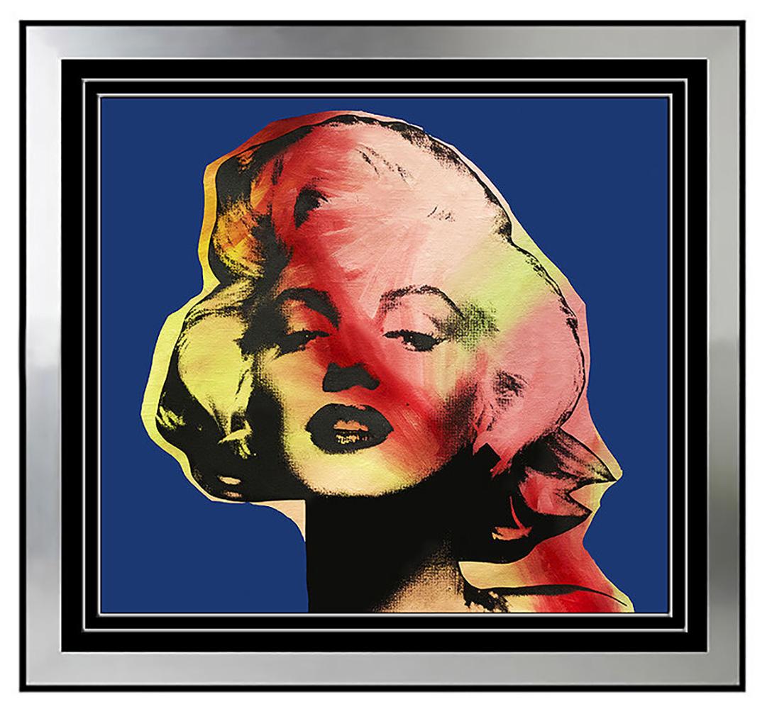 Steve Kaufman Portrait Painting - Steve KAUFMAN Oil PAINTING on Canvas Marilyn Monroe Signed Playboy Original Art