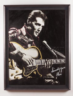 Vintage Steve Kaufman Original Oil Painting of Elvis Rock Music Art Documented