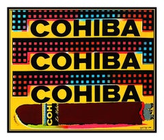 Steve KAUFMAN Original Oil Painting On Canvas Cohiba Cigars Signed Artwork Rare