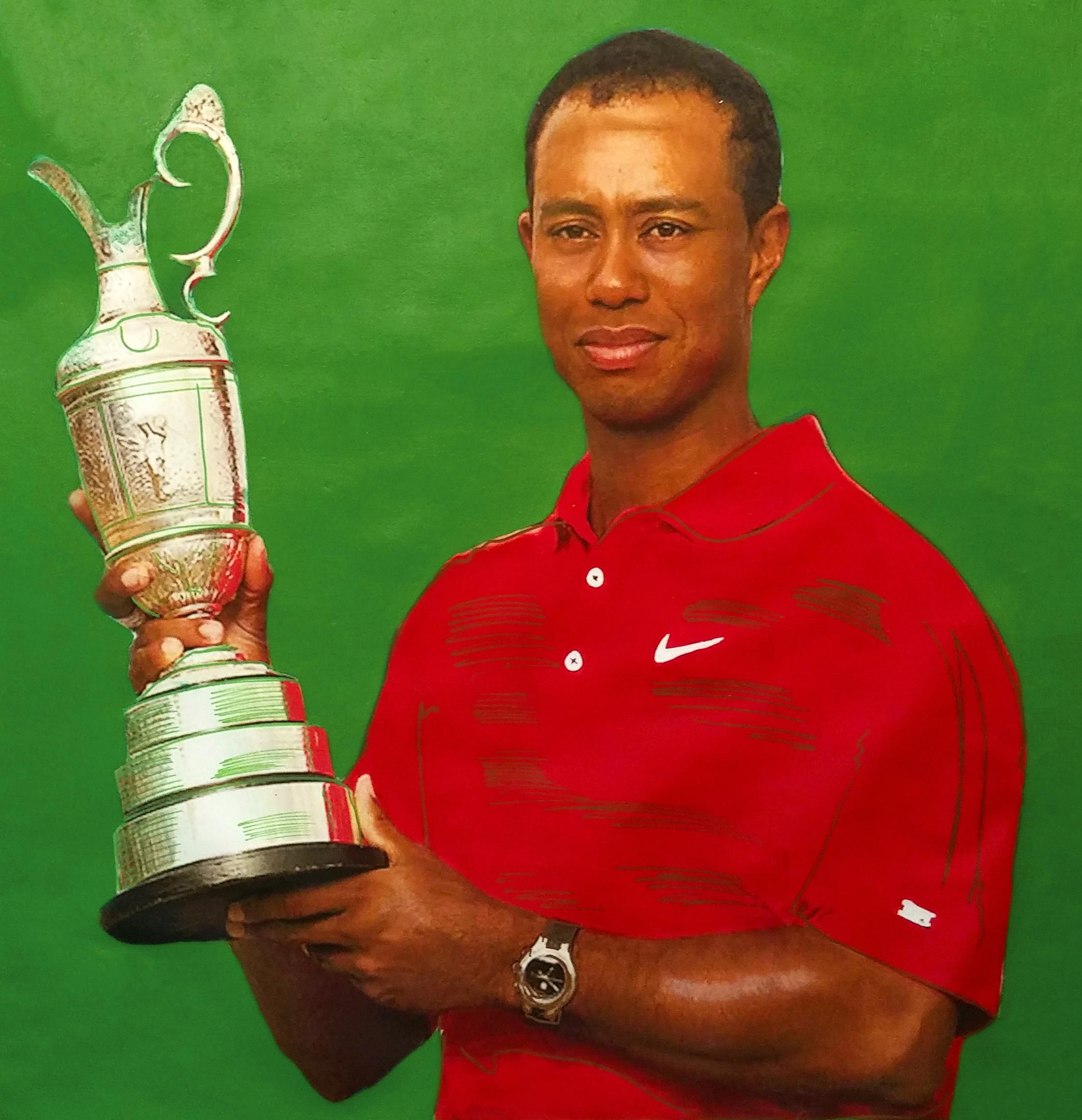 Steve Kaufman Portrait Painting - TIGER WOODS - VICTORY!